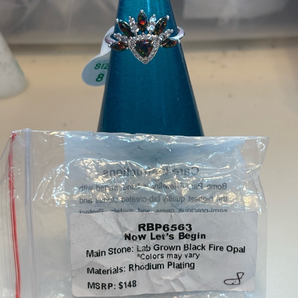Lab Grown Black Fire Opal Ring